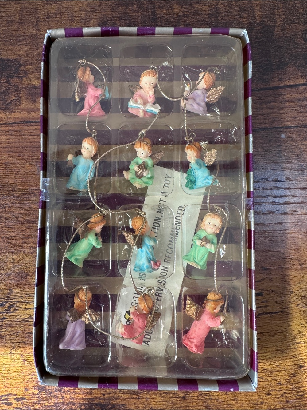 Vintage Miniature Angel Christmas Ornaments Boxed Set of 12 Mini Angel Band